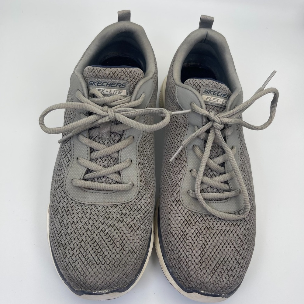 Skechers‎ Flex-Lite Sneakers Men's Size 11 Grey Navy Memory Foam Trainers 232229